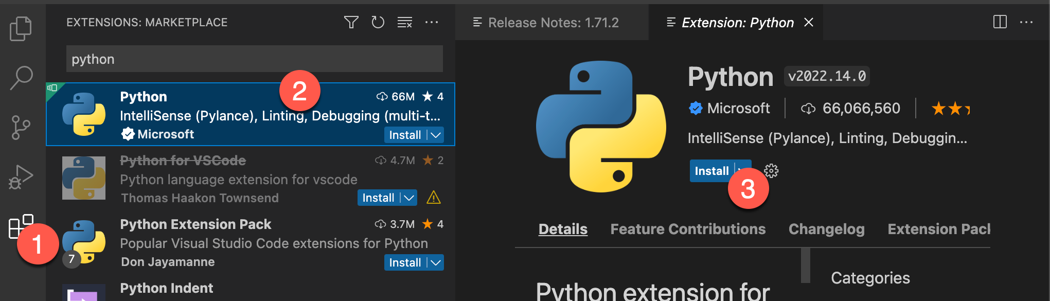Install Python extension